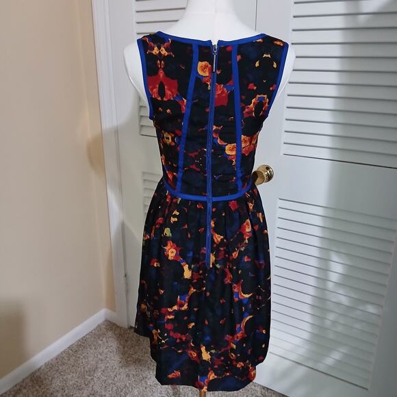 Kensie XS Sleeveless Fit & Flare Fully Lined Black Abstract Print Dress - Picture 3 of 16